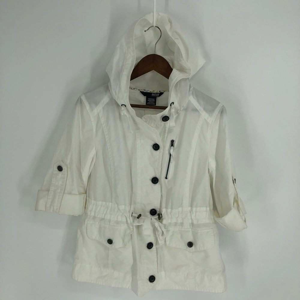 a.n.a white lightweight button down jacket
